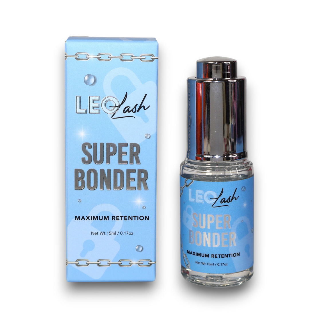 Leo Lash Super Bonder for lash extensions, blue packaging, maximum retention, 15ml bottle