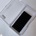 Leo Lash Range premium black eyelash extensions in white plastic tray, ideal for lash techs