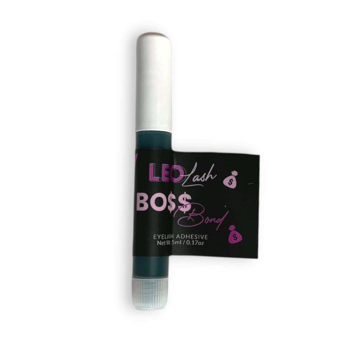 Leo Lash Boss Bond eyelash adhesive tube with black and purple label, 5ml size