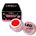 LEO Lash Strawberry Milkshake eyelash remover jar and box, premium lash extension supply