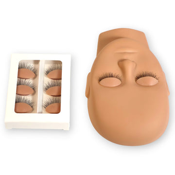 Lash extension mannequin head and boxed practice lashes from Leo Lash Range