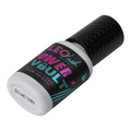 Leo Lash Range Power Vault lash glue bottle with black cap and colorful label