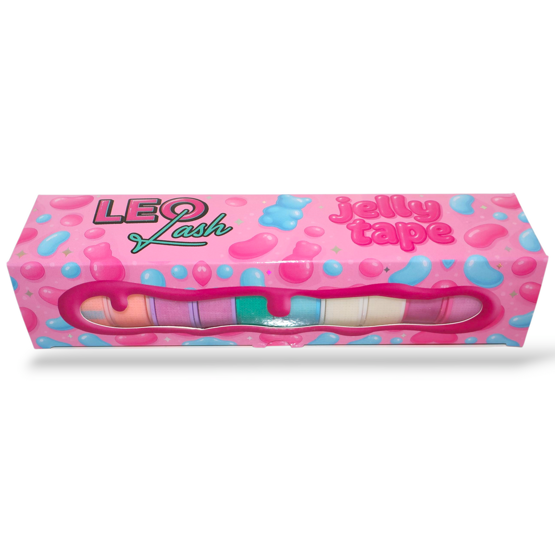 Leo Lash Range Jelly Tape in branded box packaging — gentle, flexible tape designed for lash extension treatments, perfect for securing lower lashes and creating clean application lines."