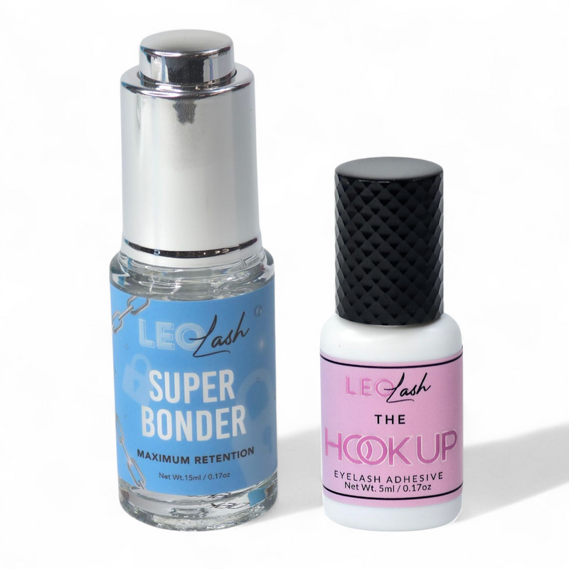 Leo Lash Super Bonder and eyelash adhesive products for lash extension retention