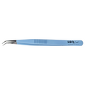 Light blue Leo Lash Range professional lash extension tweezers on white background
