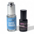 Leo Lash Super Bonder and Boss Bond eyelash adhesive, premium lash extension products
