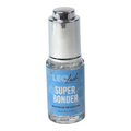 Leo Lash Super Bonder bottle for lash extensions, clear liquid with silver cap on white background