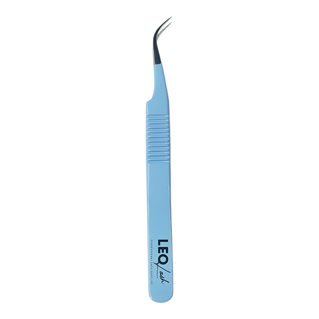 Leo Lash Range blue curved eyelash extension tweezer on white background