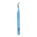 Leo Lash Range blue curved eyelash extension tweezer on white background