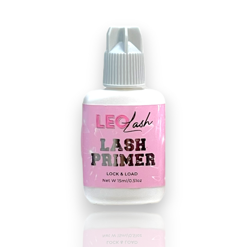 Leo Lash Range lash primer bottle with pink label for lash extension prep