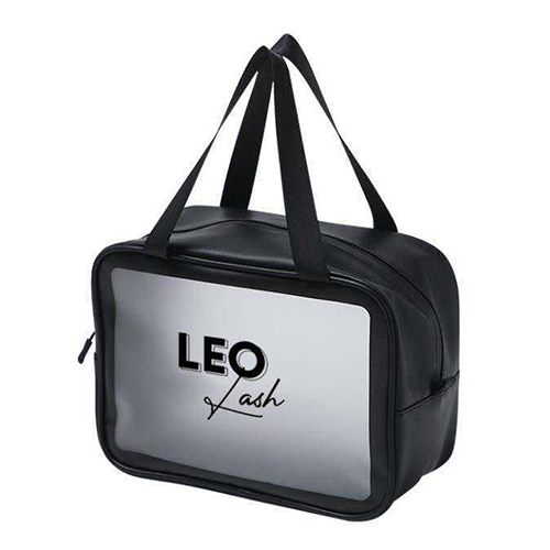 Black Leo Lash carrying bag with logo, ideal for storing lash extension accessories